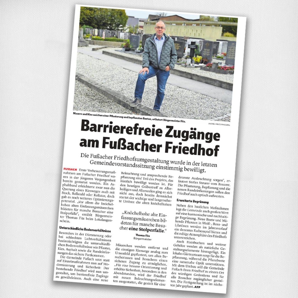 Barrierefreie Zugänge am Fußacher Friedhof